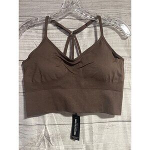 PrettyLittleThing Chocolate Basic Seamless Padded Sports Bra Womens Large